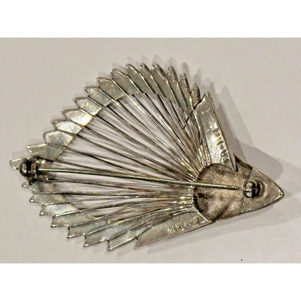 TAXCO TA-116 STERLING SILVER 925 WIRE ART SPIRAL SEASHELL 2" BROOCH PIN EUC - Picture 3 of 6